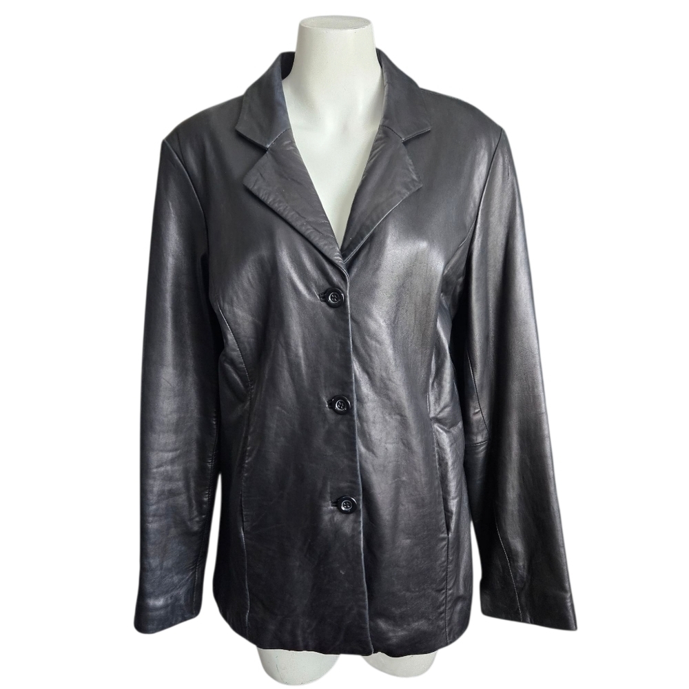 Boston Harbour Women's Large Genuine Leather Lined Jacket‎ Button-Up